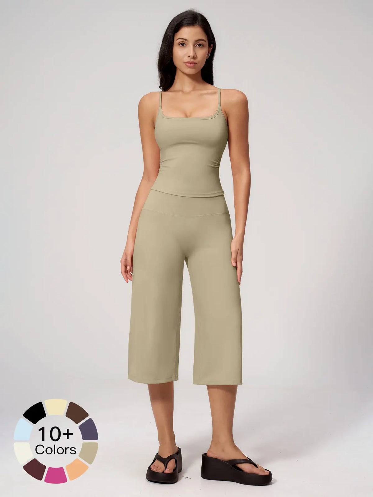 New Yoga Tank Top High Waist Quick-Dry Casual Mid-Length Pants Running Outdoor Athletic Sportswear Yoga Set for Women, Comfortable and Stylish Activewear