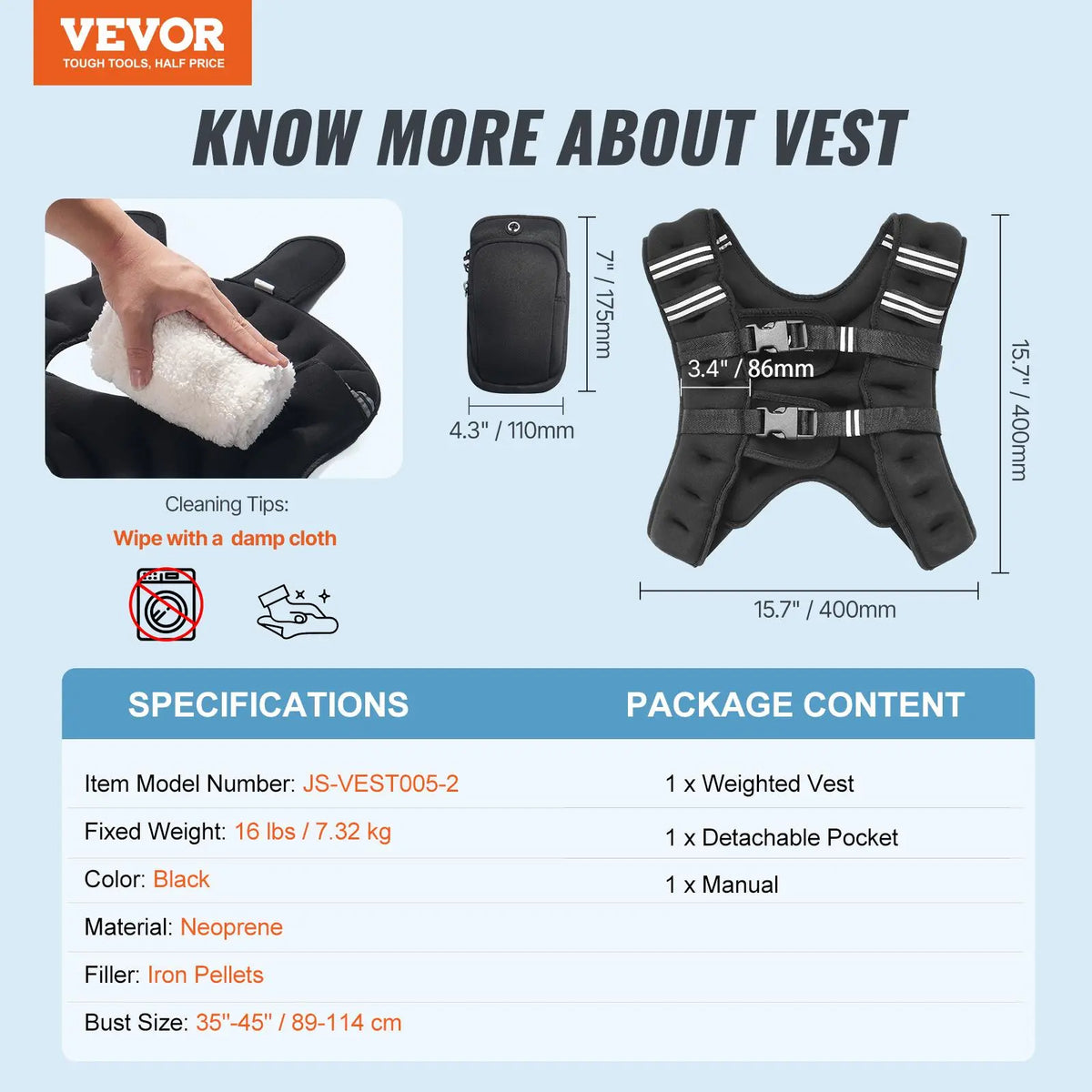 【Dealsforyoudays】Vevor Weighted Vest, 12 Lbs Weight Vest with Reflective Stripe, Adjustable Buckle Body Weight Vest for Men Women, Workout Equipment for Strength Training, Running, Jogging, Fitness, and Weight Loss