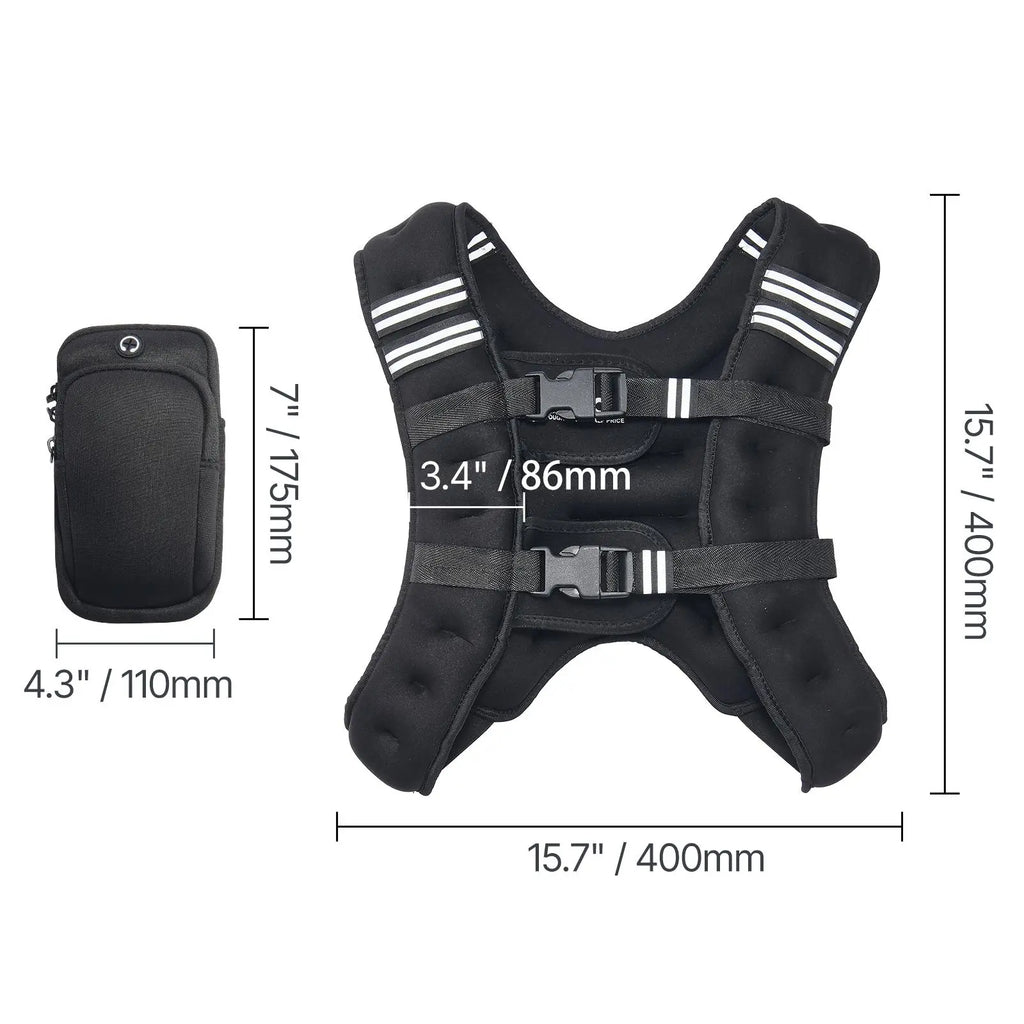 【Dealsforyoudays】Vevor Weighted Vest, 12 Lbs Weight Vest with Reflective Stripe, Adjustable Buckle Body Weight Vest for Men Women, Workout Equipment for Strength Training, Running, Jogging, Fitness, and Weight Loss