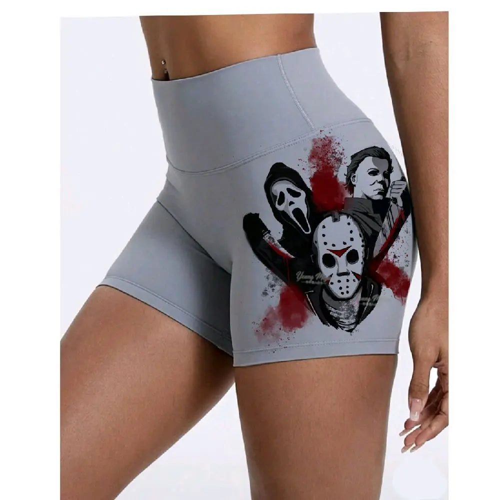 Ghost Face Women High Waist Yoga Gym Shorts