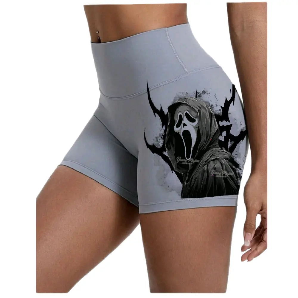Ghost Face Women High Waist Yoga Gym Shorts