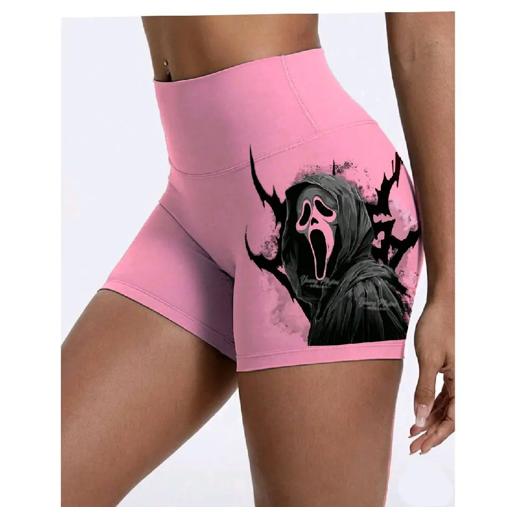 Ghost Face Women High Waist Yoga Gym Shorts