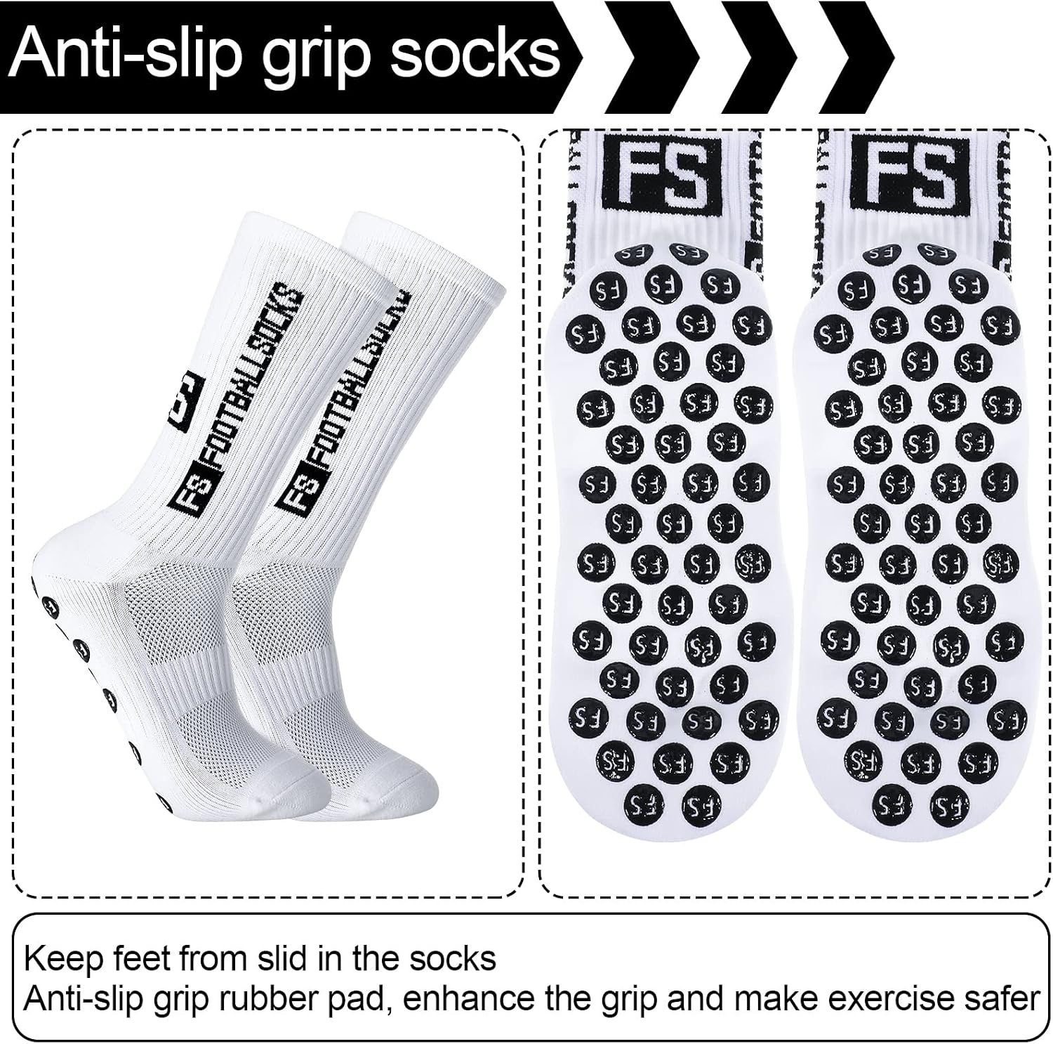 5 Pairs of Non-Slip Soccer Socks, Size 39–46 – Sports Socks for Men and Women, Ideal for Soccer, Basketball, and Running