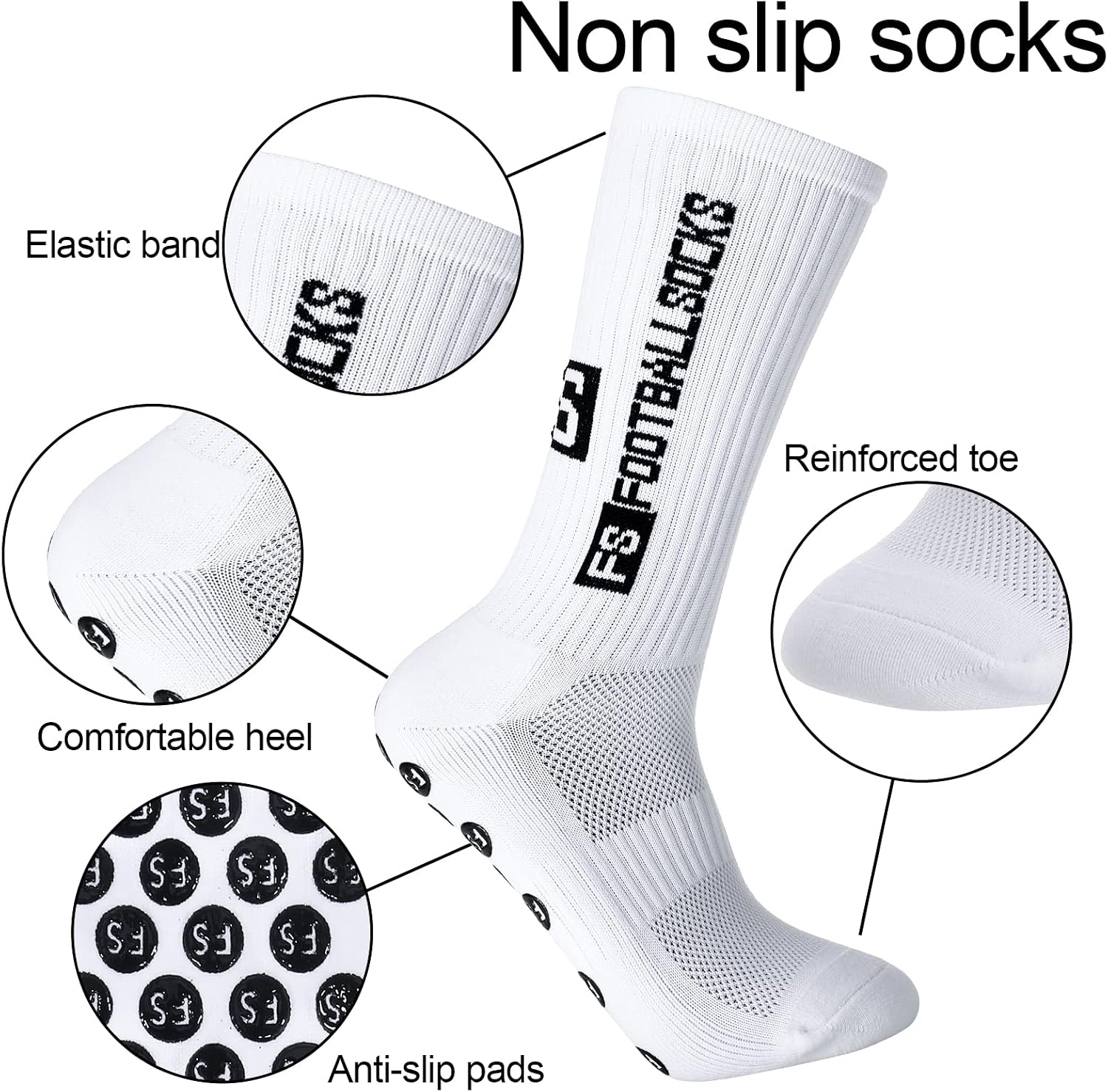 5 Pairs of Non-Slip Soccer Socks, Size 39–46 – Sports Socks for Men and Women, Ideal for Soccer, Basketball, and Running