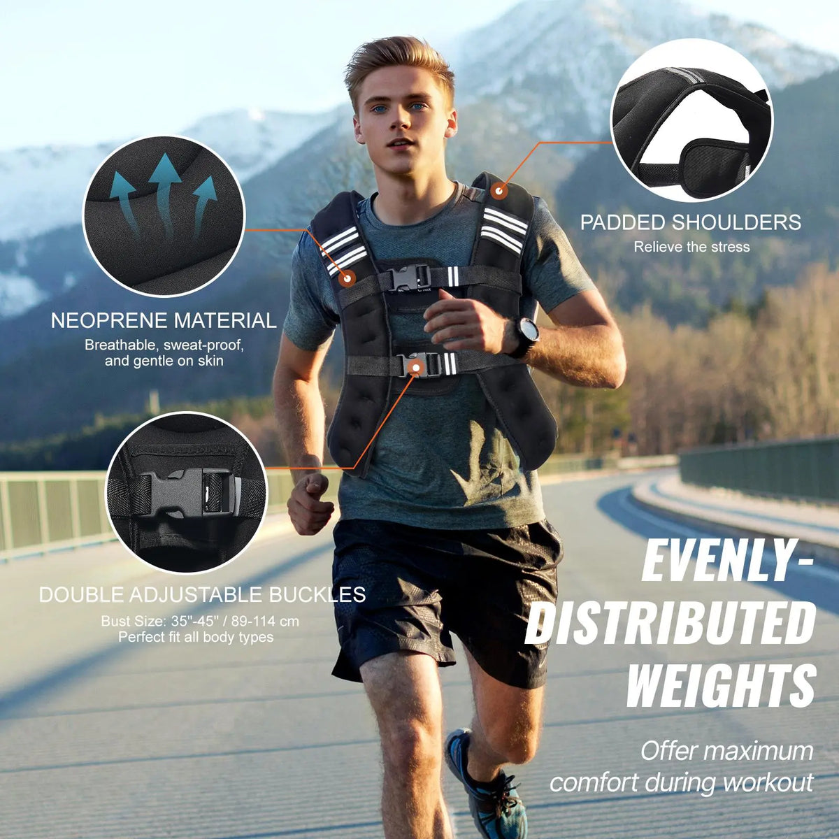 【Dealsforyoudays】Vevor Weighted Vest, 12 Lbs Weight Vest with Reflective Stripe, Adjustable Buckle Body Weight Vest for Men Women, Workout Equipment for Strength Training, Running, Jogging, Fitness, and Weight Loss