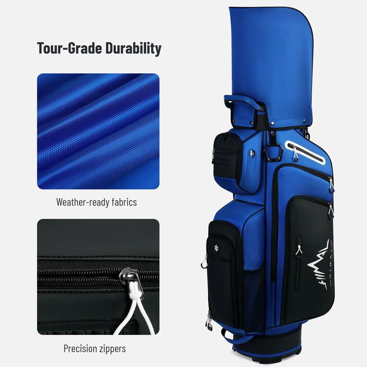 Unihimal Hive Vault 14-Way Golf Cart Bag for Adults, Premium Full-Length Bag with Magnetic Leather Pocket, Handles and Rain Cover – Father'S Day Gift