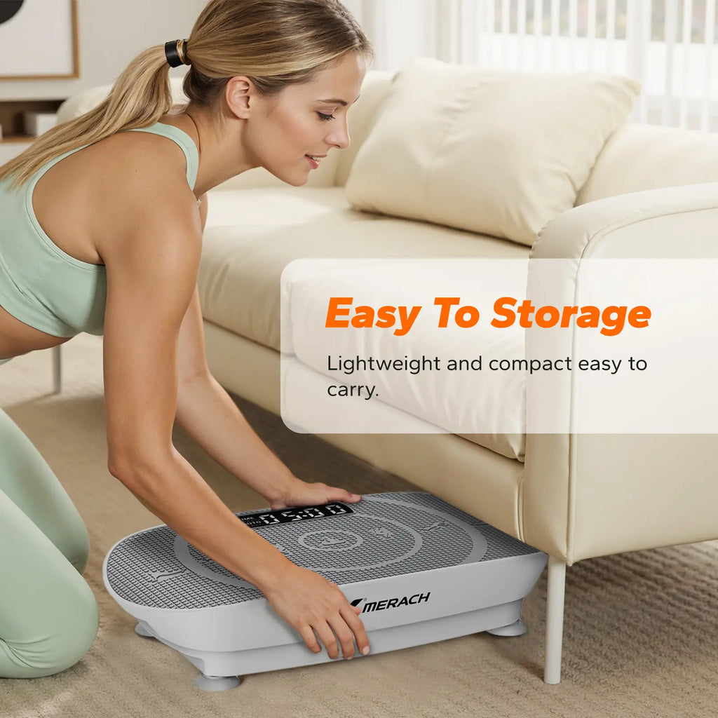 Merach Slim Vibration Plate Exercise Machine Lymphatic Drainage Fitness Vibration Plate Compact Design Fitness Home Gym Equipment Whole Body Workout Vibrations Summervibes