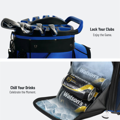 Unihimal Hive Vault 14-Way Golf Cart Bag for Adults, Premium Full-Length Bag with Magnetic Leather Pocket, Handles and Rain Cover – Father'S Day Gift