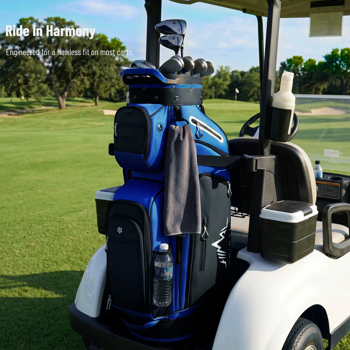 Unihimal Hive Vault 14-Way Golf Cart Bag for Adults, Premium Full-Length Bag with Magnetic Leather Pocket, Handles and Rain Cover – Father'S Day Gift