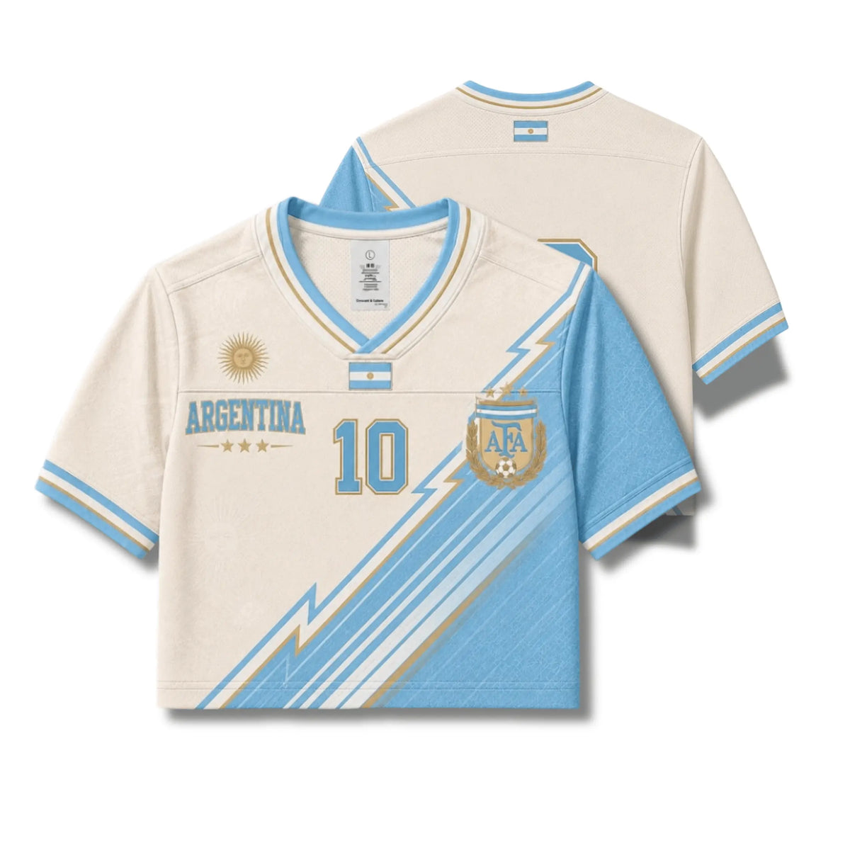 Custom Argentina Soccer Crop Top Jersey, Personalized Argentina Jersey Crop Tee, Game Day Shirt, Football Fan