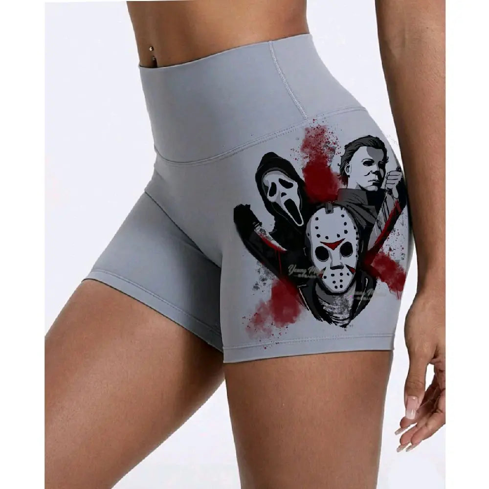 Ghost Face Women High Waist Yoga Gym Shorts