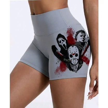 Ghost Face Women High Waist Yoga Gym Shorts